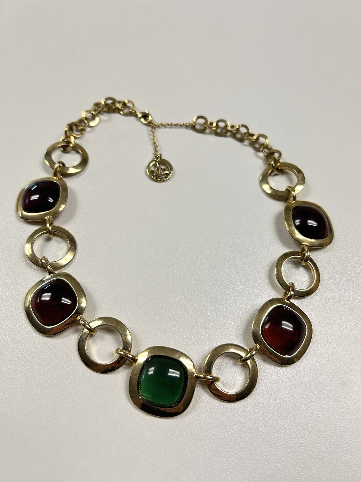 Vtg Crown Trifari Costume Multi-color Mogul Gripoix Stone Necklace