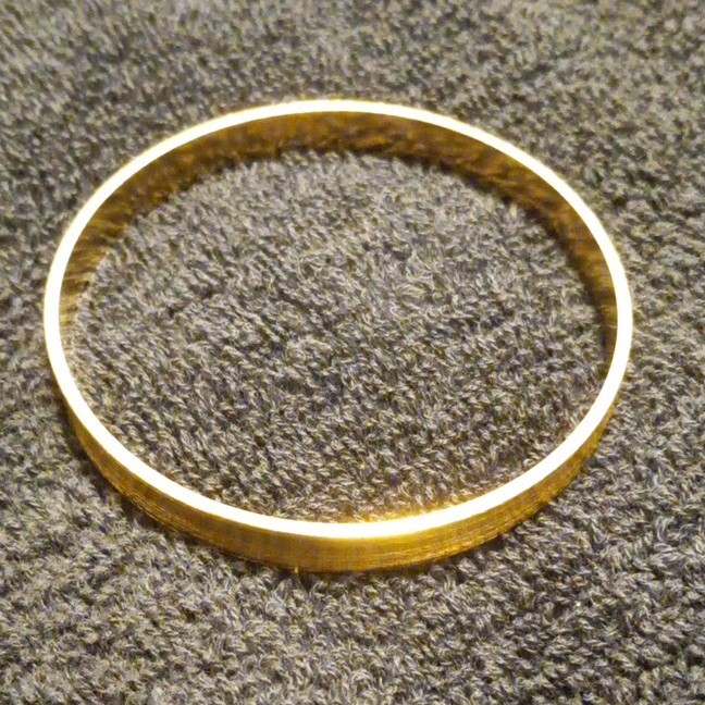 Gold Tone Round Bangle Bracelet Rigid Metal 68mm diameter 7mm wide concave face